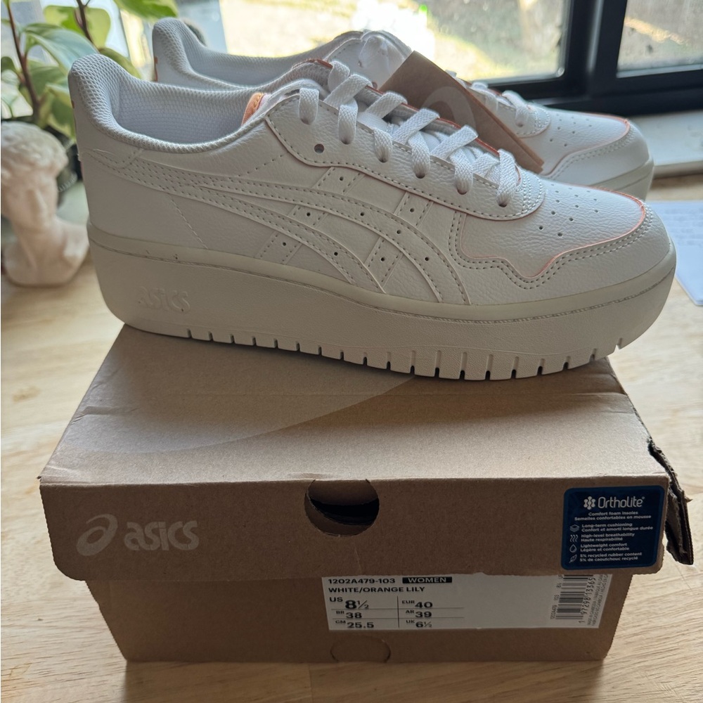 ASICS Women's White and Orange Sneakers